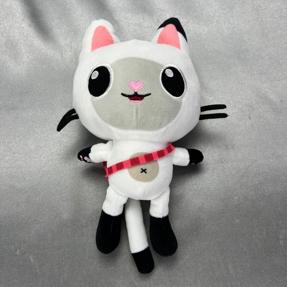 Gabby's Dollhouse Pandy Paws Plush Stuffed Animal White Black Cat 10.5 Inch